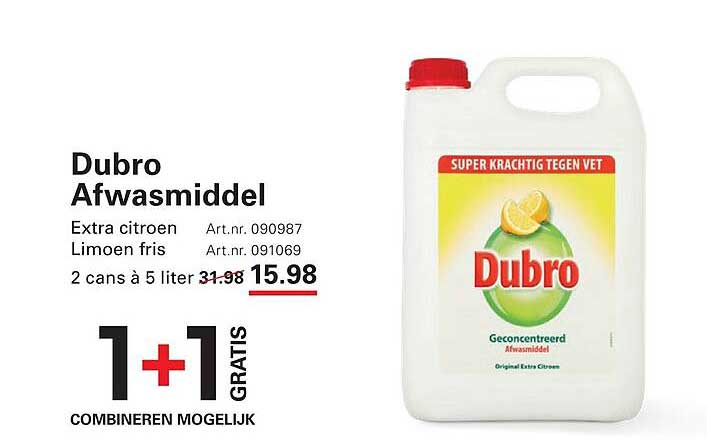 Dubro Afwasmiddel Extra citroen / Limoen fris 1+1 GRATIS COMBINEREN MOGELIJK