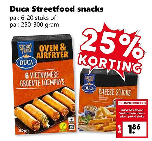 Duca Streetfood snacks 25% korting