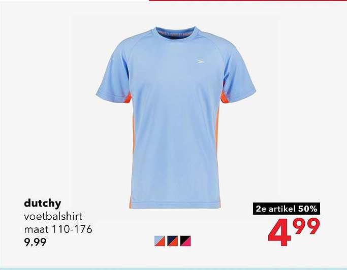 dutchy voetbalshirt maat 110-176 2e artikel 50%