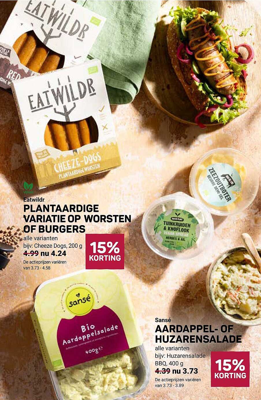 Eatwilder plantaardige variatie op worsten of burgers 15% korting