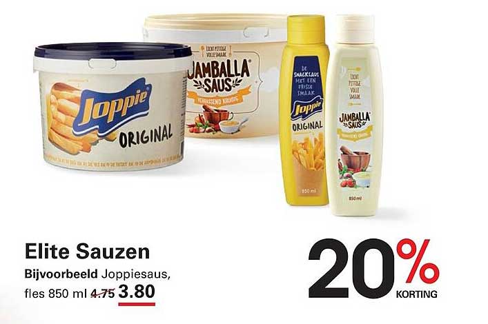 Elite Sauzen Bijvoorbeeld Joppiesaus, fles 850 ml 20% KORTING