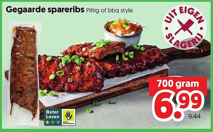 Gegaarde spareribs Pittig of bbq style.