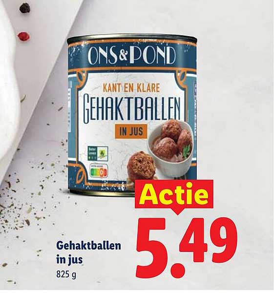 Gehaktballen in jus Actie