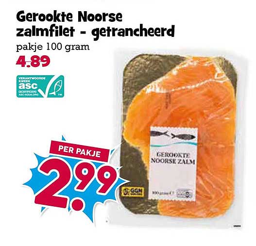 Gerookte Noorse zalmfilet - getrancheerd