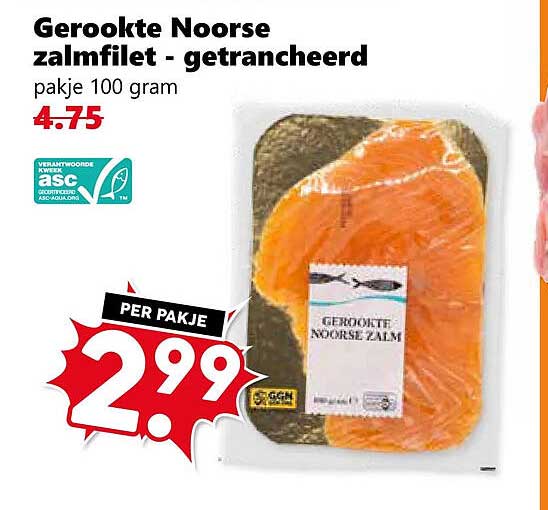 Gerookte Noorse zalmfilet - getrancheerd