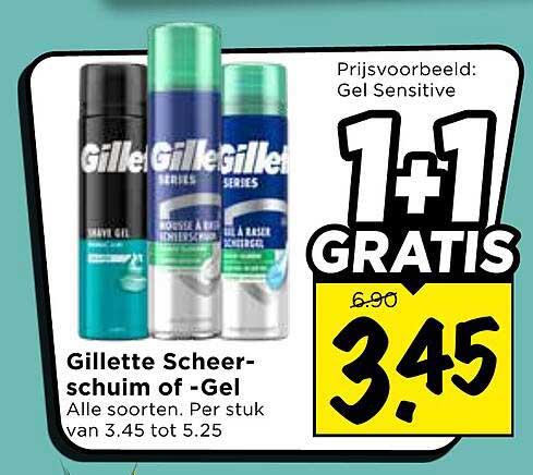 Gillette Scheerschuim of -Gel 1+1 GRATIS