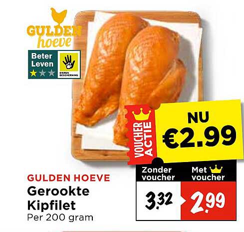 GOLDEN HOEVE Gerookte Kipfilet Per 200 gram