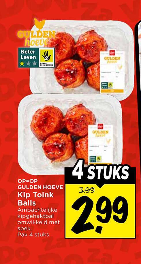 GULDEN HOEVE Kip Toink Balls 4 STUKS