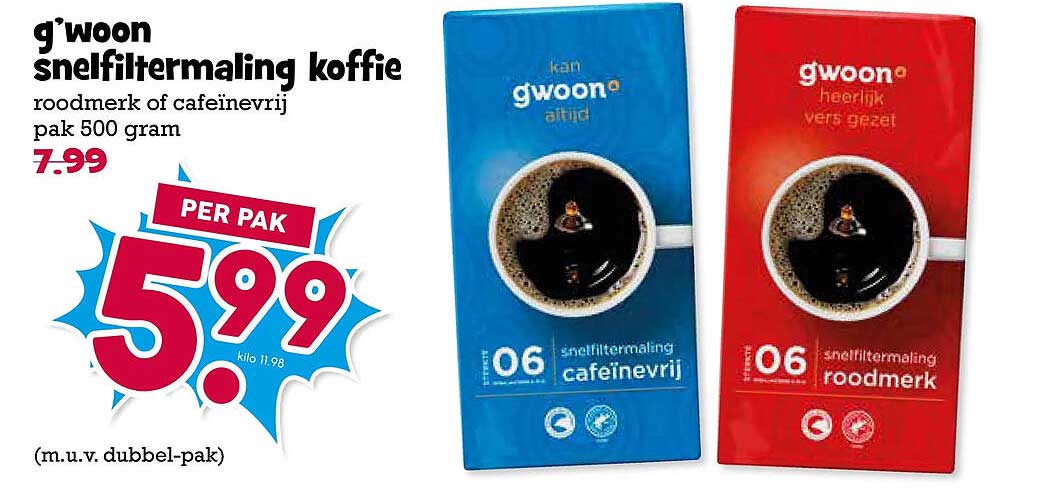 g'woon snelfiltermaling koffie