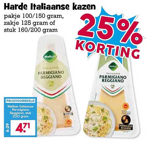 Harde Italiaanse kazen 25% KORTING