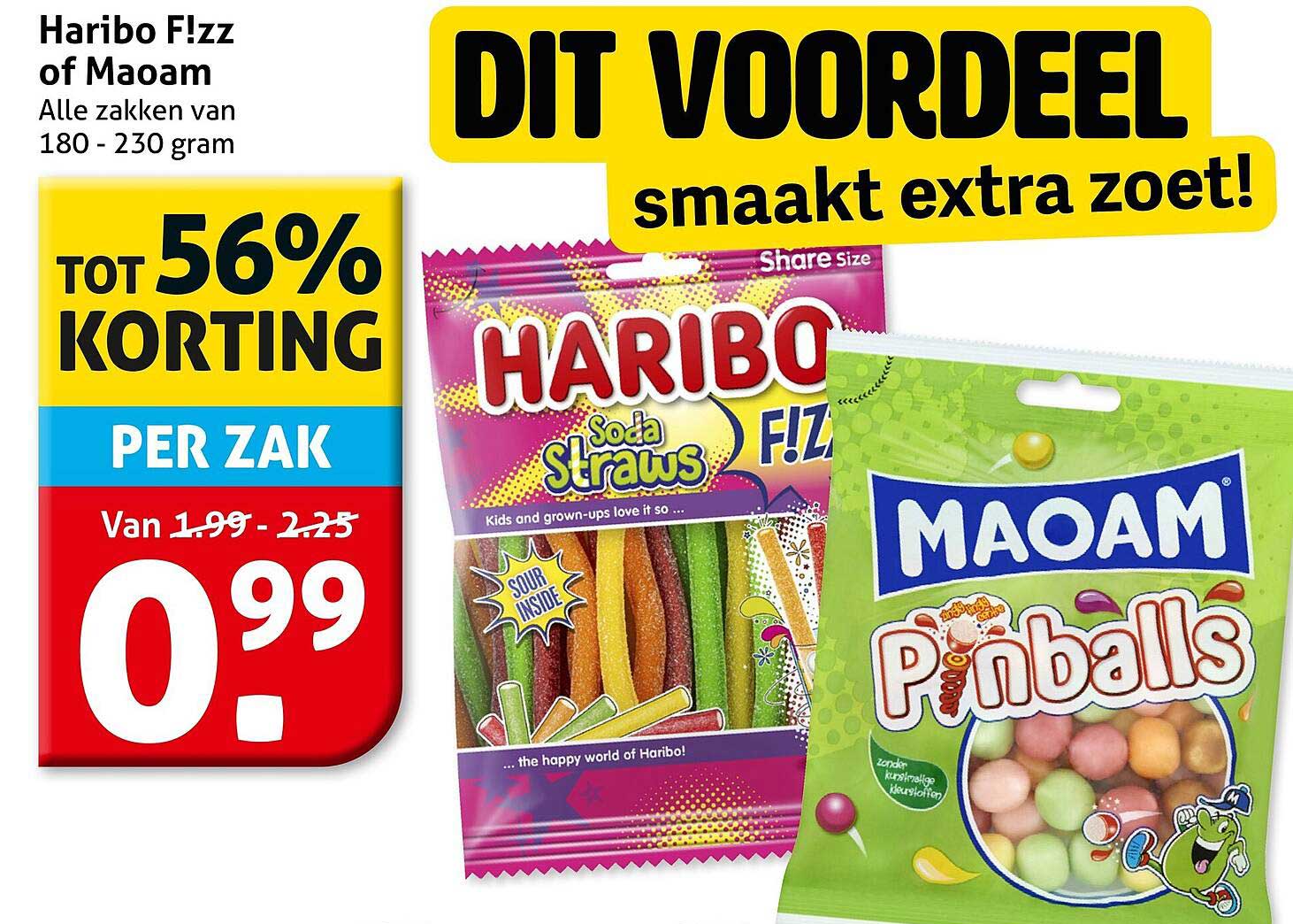 Haribo F!zz of Maoam - Alle zakken van 180 - 230 gram - tot 56% korting per zak