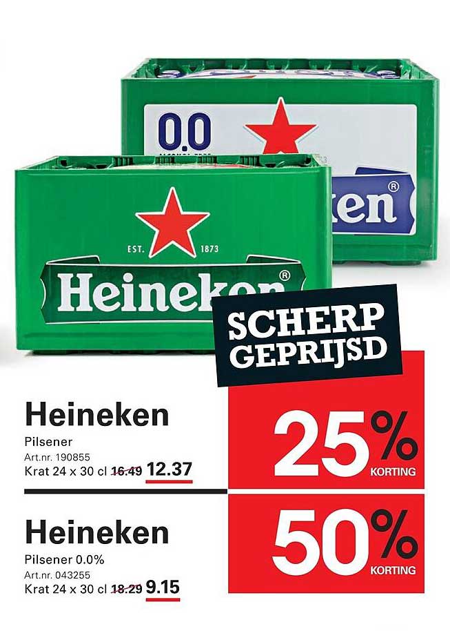 Heineken Pilsener 25% korting