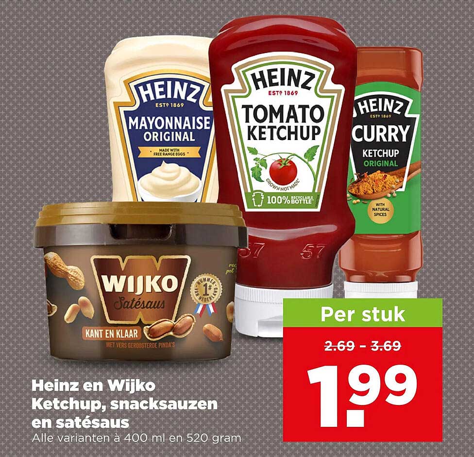 Heinz en Wijko Ketchup, snacksauzen en satésaus
