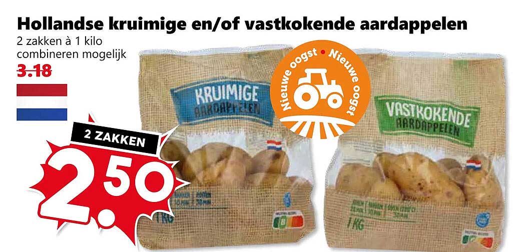 Hollandse kruimige en/of vastkokende aardappelen