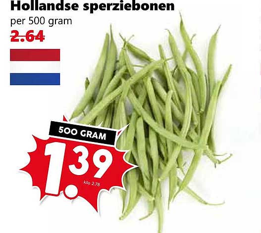 Hollandse sperziebonen per 500 gram