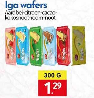 Iga wafers Aardbei-citroen-cacao-kokosnoot-room-noot