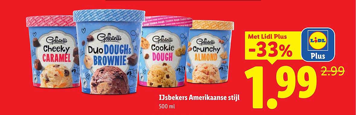 IJsbekers Amerikaanse stijl 500 ml -33%