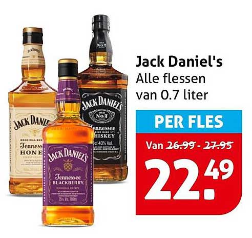 Jack Daniel's Alle flessen van 0.7 liter PER FLES