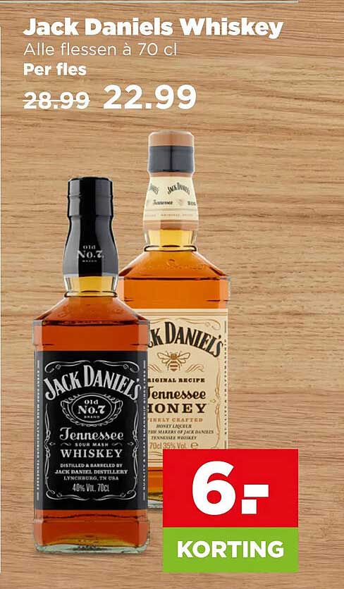 Jack Daniels Whiskey Alle flessen à 70 cl Per fles 6.- KORTING