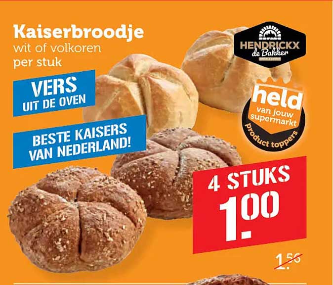 Kaiserbroodje wit of volkoren per stuk