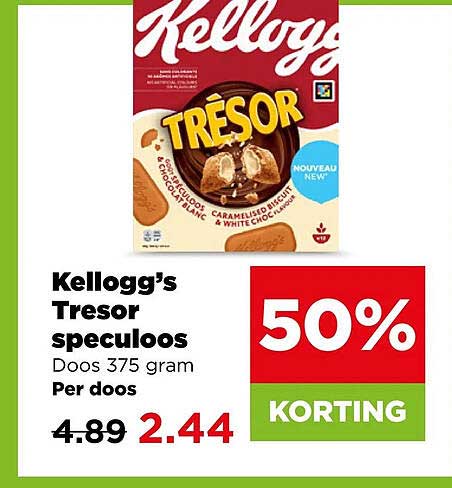 Kellogg's Tresor speculoos 50% KORTING