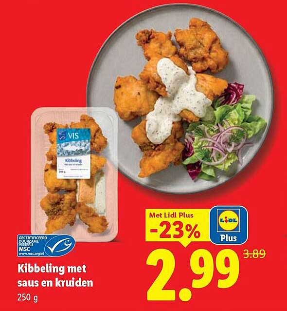 Kibbeling met saus en kruiden