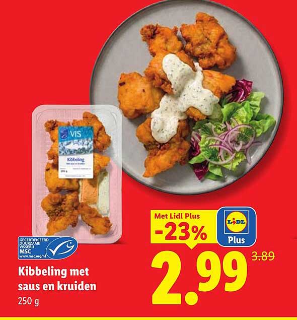 Kibbeling met saus en kruiden