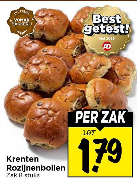 Krenten Rozijnenbollen Zak 8 stuks