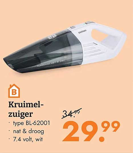 Kruimelzuiger type BL-62001 nat & droog 7.4 volt, wit