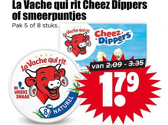La Vache qui rit Cheez Dippers of smeerpuntjes Pak 5 of 8 stuks.