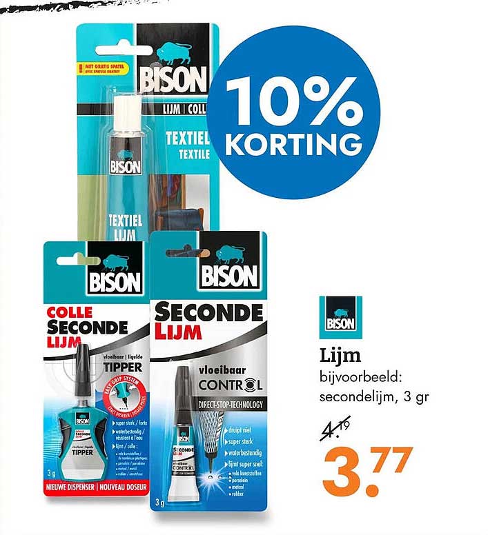 Lijm bijvoorbeeld: secondelijm, 3 gr 10% KORTING