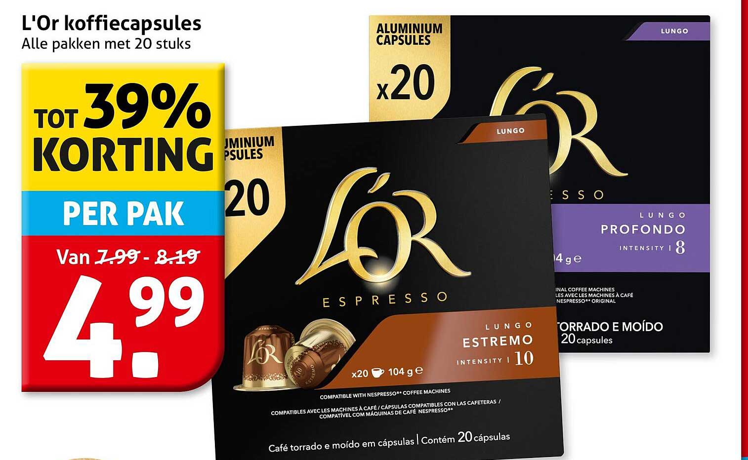 L'Or koffiecapsules Alle pakken met 20 stuks TOT 39% KORTING PER PAK
