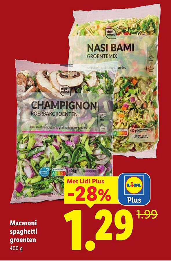 Macaroni spaghetti groenten 400 g Met Lidl Plus -28%