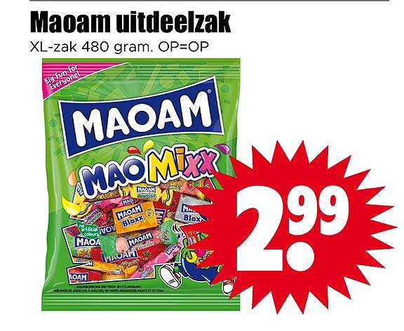 Maoam uitdeelzak XL-zak 480 gram. OP=OP