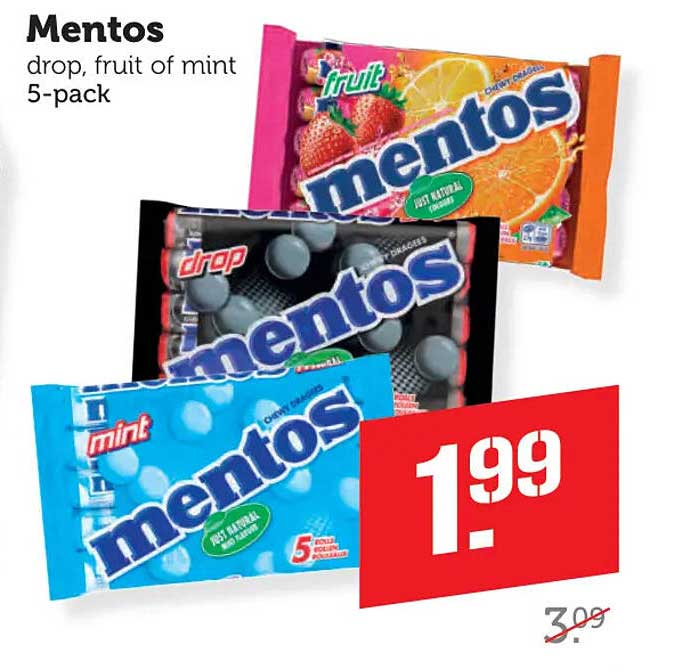 Mentos drop, fruit of mint 5-pack