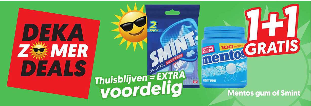 Mentos gum of Smint 1+1 gratis