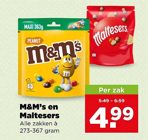 M&M's en Maltesers Alle zakken à 273-367 gram
