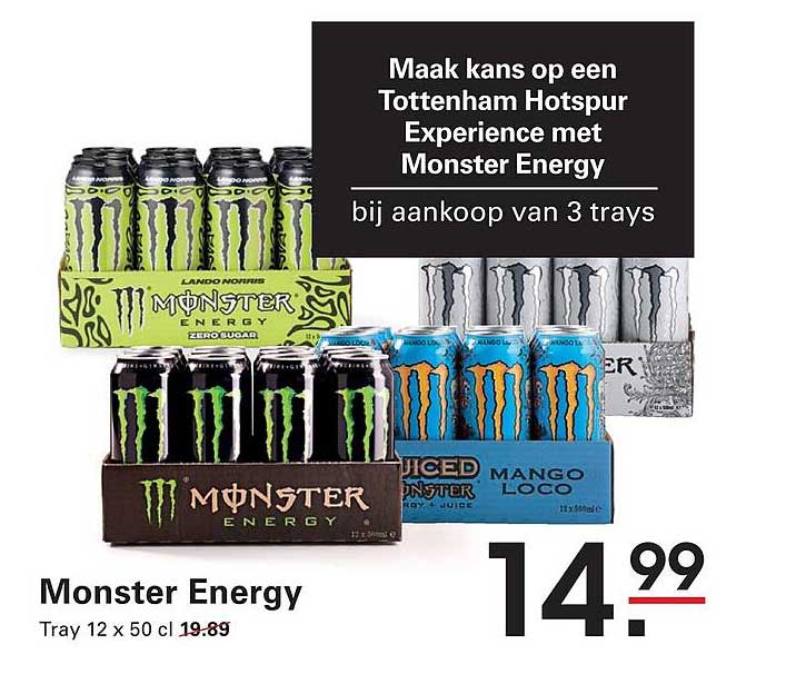 Monster Energy Maak kans op een Tottenham Hotspur Experience met Monster Energy bij aankoop van 3 trays