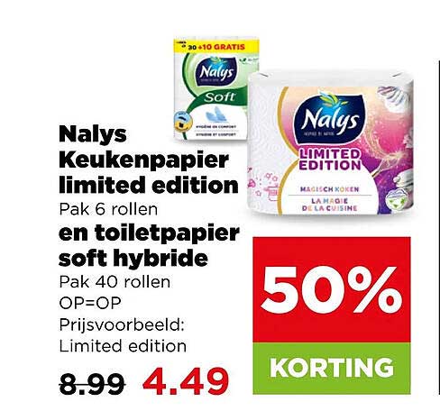 Nalys Keukenpapier limited edition en toiletpapier soft hybride