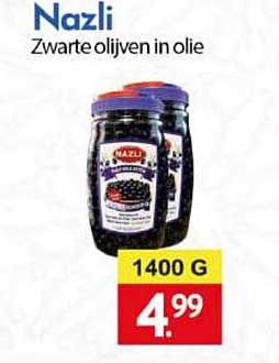Nazli Zwarte olijven in olie