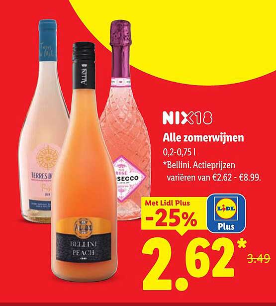 NIX18 Alle zomerwijnen 0,2-0,75 l Met Lidl Plus -25%