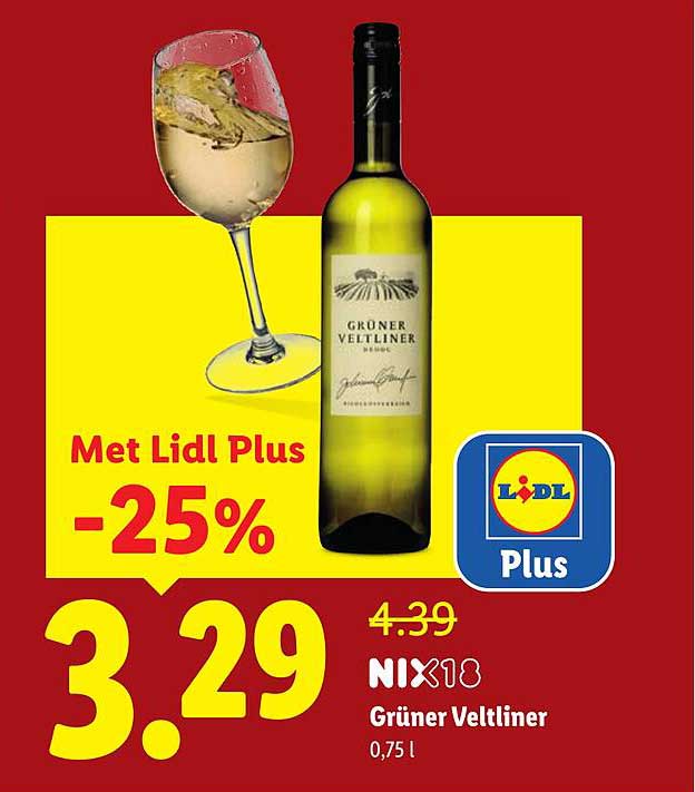 NIX18 Grüner Veltliner 0,75 l Met Lidl Plus -25%