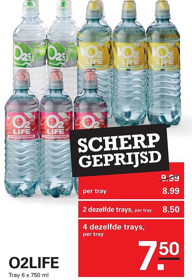 O2 LIFE Tray 6 x 750 ml SCHERP GEPRIJSD