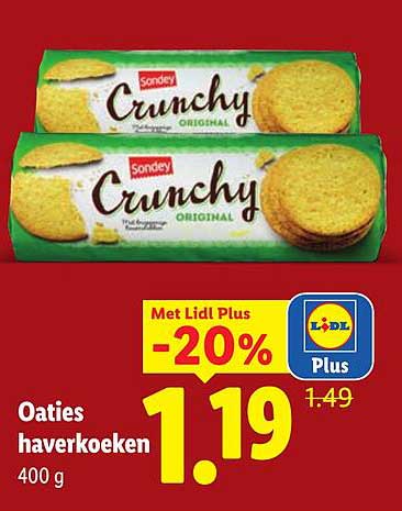 Oaties haverkoeken 400 g Met Lidl Plus -20%