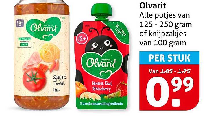 Olvavit Alle potjes van 125 - 250 gram of knijpzakjes van 100 gram PER STUK