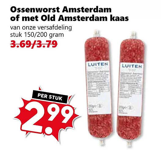 Ossenworst Amsterdam of met Old Amsterdam kaas