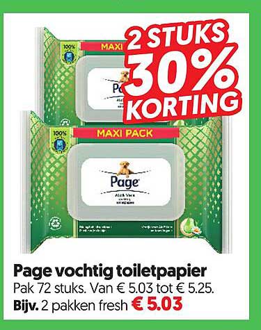 Page vochtig toiletpapier 2 STUKS 30% KORTING