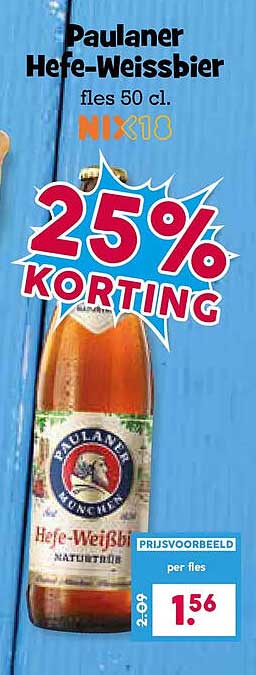 Paulaner Hefe-Weissbier fles 50 cl. 25% KORTING