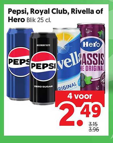 Pepsi, Royal Club, Rivella of Hero Blik 25 cl.