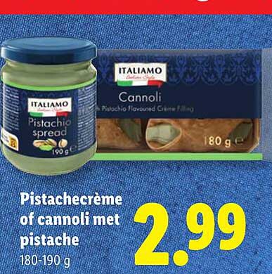Pistachecrème of cannoli met pistache